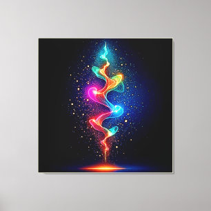 Vibrant Spirit: Neon Energy Swirl Art Canvas Print