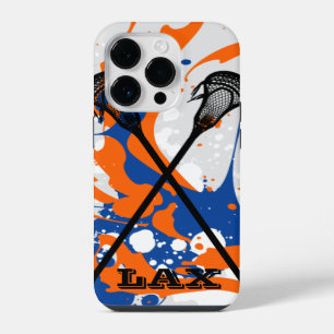 Vibrant Splash Lacrosse Sticks Personalized iPhone 14 Pro Case