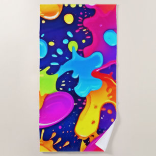 Vibrant Splash of Colour Art Explosion Beach Towel