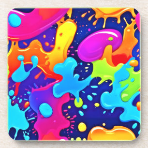 Vibrant Splash of Colour Art Explosion Coaster