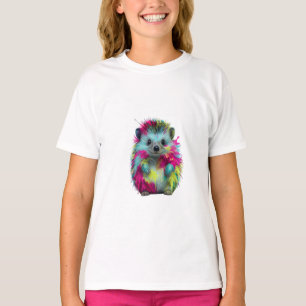 Vibrant Splatter Paint Rainbow Hedgehog Kids T-Shirt