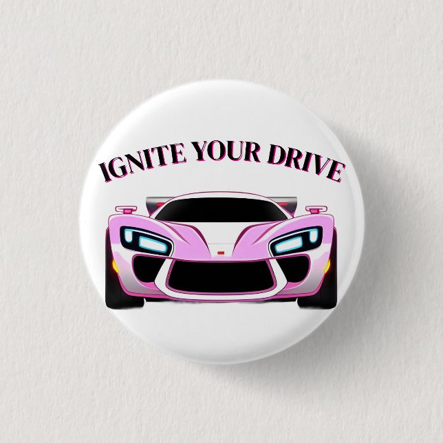 Vibrant Sports Car with Neon Glow 1 Inch Round Button (Front)