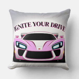 Vibrant Sports Car with Neon Glow Throw Pillow