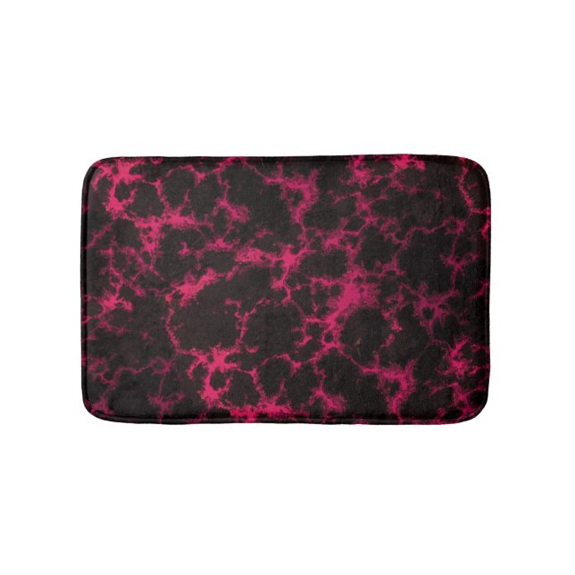 Vibrant Spotted Goth Pink and Black Bath Mat (Front)