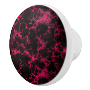 Vibrant Spotted Goth Pink and Black Ceramic Knob