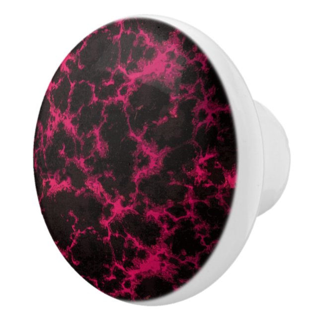 Vibrant Spotted Goth Pink and Black Ceramic Knob (Right)