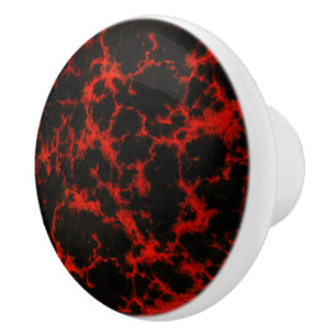 Vibrant Spotted Goth Red and Black Ceramic Knob