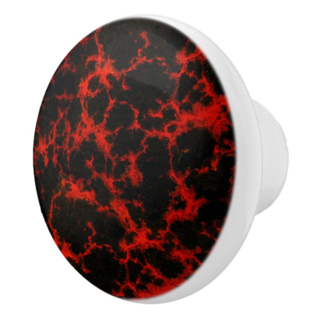 Vibrant Spotted Goth Red and Black Ceramic Knob (Right)