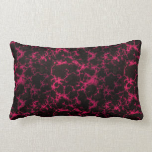 Vibrant Spotted Pink and Black Flames Lumbar Pillow