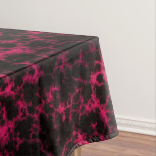 Vibrant Spotted Pink and Black Flames Tablecloth