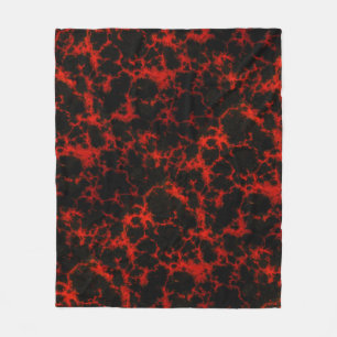 Vibrant Spotted Red and Black Flames Fleece Blanket