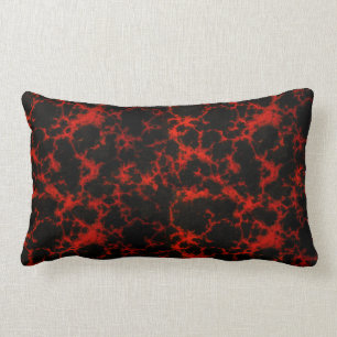 Vibrant Spotted Red and Black Flames Lumbar Pillow
