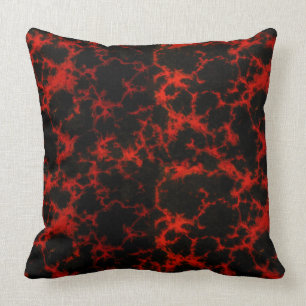 Vibrant Spotted Red and Black Flames Throw Pillow