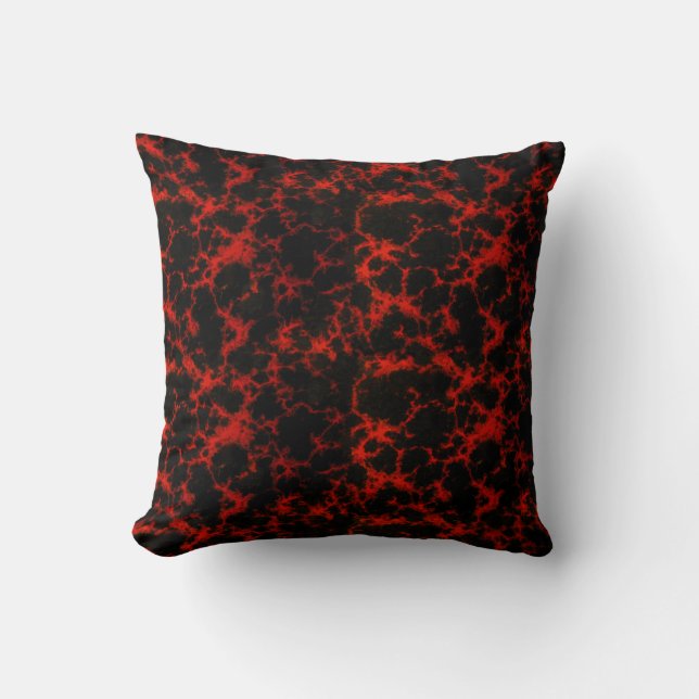 Vibrant Spotted Red and Black Flames Throw Pillow (Front)