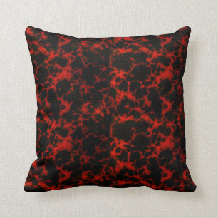 Vibrant Spotted Red and Black Flames Throw Pillow