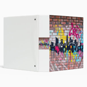 Vibrant Spray-Painted City Skyline Binder