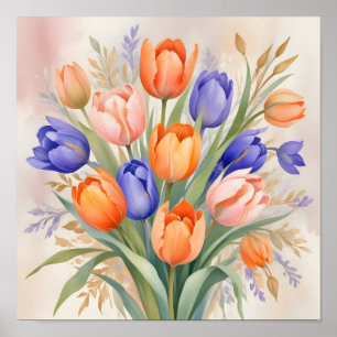 Vibrant Spring Bouquet - Tulips in Full Bloom Poster