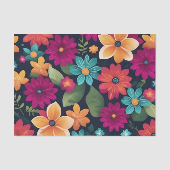 Vibrant Spring Floral Pattern Tissue Paper (Front)