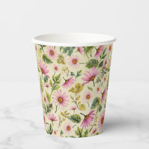 Vibrant Spring Floral Print Paper Cups