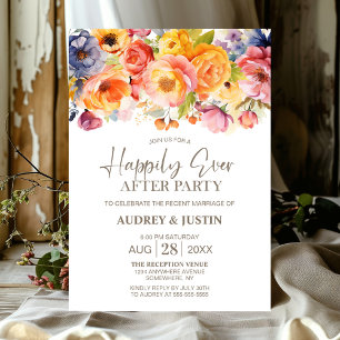 Vibrant Spring Floral Wedding After Party Invitation