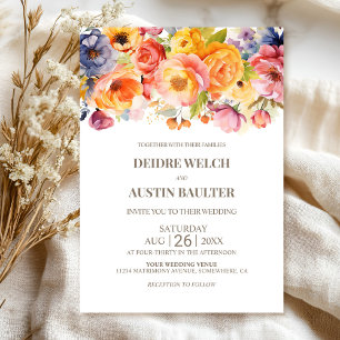 Vibrant Spring Floral Wedding Invitation