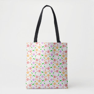 Vibrant Spring Flowers and Leaves Tote Bag