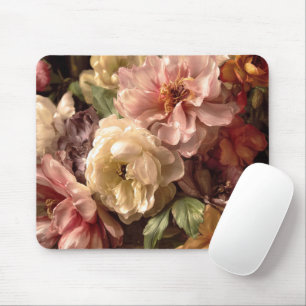 Vibrant Spring Peony Vintage Arrangement Mouse Pad
