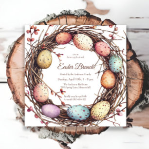 Vibrant Springtime Egg Nest Easter Brunch Invitation