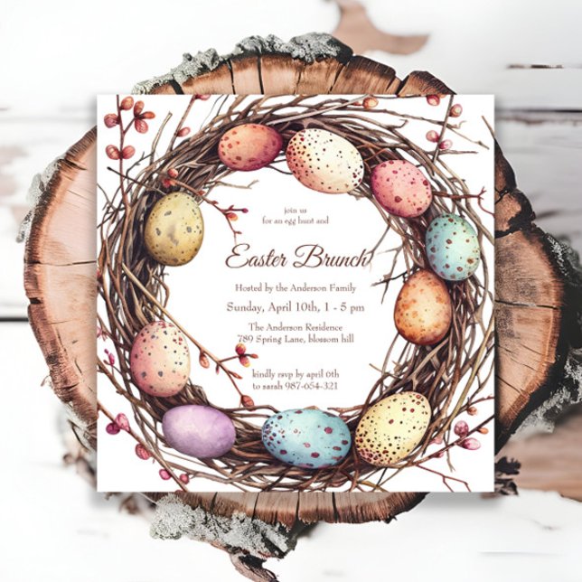 Vibrant Springtime Egg Nest Easter Brunch Invitation (Creator Uploaded)