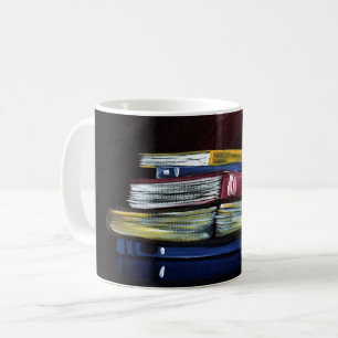 Vibrant Stacked Books Painting Literary Coffee Mug