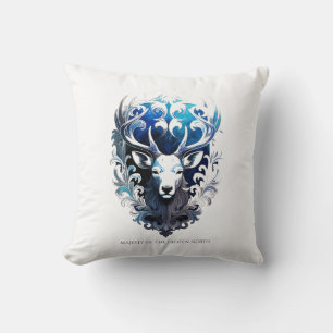 Vibrant Stag T-Shirt, Icy Filigree Color Art Throw Pillow