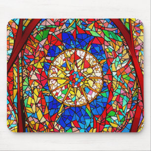 Vibrant Stained Glass Abstract Art Mouse Pad
