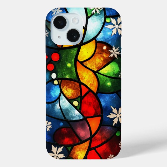 Vibrant Stained Glass Abstract Holiday Winter Art Case-Mate iPhone Case (Back)