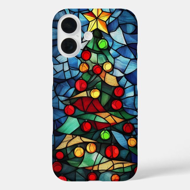 Vibrant Stained Glass Christmas Tree Case-Mate iPhone Case (Back)