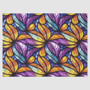 Vibrant Stained Glass Floral: Colorful Design Tissue Paper