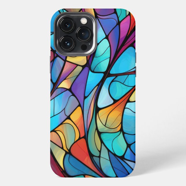 Vibrant Stained Glass Flow Abstract  iPhone Case (Back)