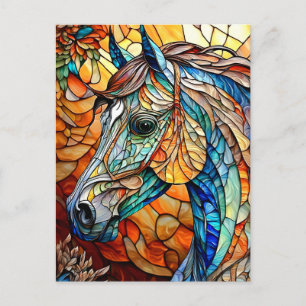 Vibrant Stained Glass Horse 25 Postcard