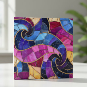Vibrant Stained Glass Swirl Mosaic Tile