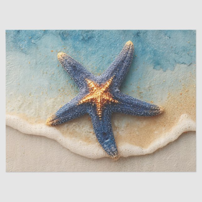 Vibrant Starfish on Sandy Beach Tissue Paper (Front)