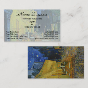 Vibrant Starry Night Cafe Terrace Art by Van Gogh Business Card