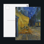 Vibrant Starry Night Cafe Terrace Art by Van Gogh Postcard<br><div class="desc">This iconic design features Vincent van Gogh’s 1888 masterpiece, "Café Terrace at Night, " painted during his vibrant period in Arles, France. As a pioneer of Post-Impressionism, Van Gogh masterfully contrasts the glowing, warm yellow of the café’s gaslit terrace against the deep, starry blue of the night sky. The rhythmic...</div>