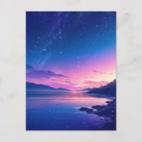 Vibrant Starry Night Coastal Sunset