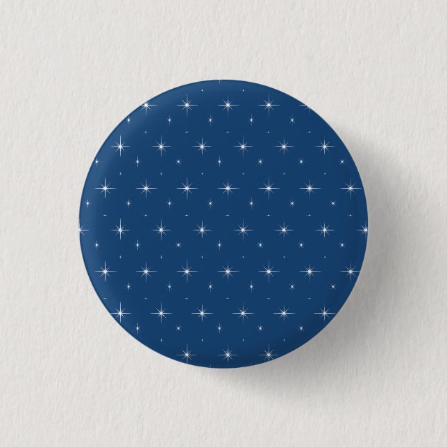 Vibrant Starry Night with Monaco Blue White Stars 1 Inch Round Button (Front)