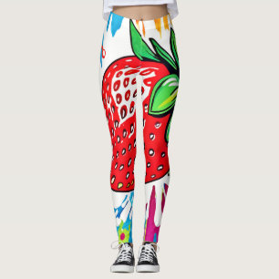 Vibrant Strawberry Artwork Leggings
