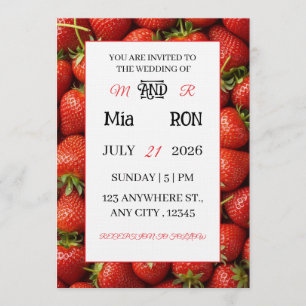 Vibrant Strawberry  Pattern Summer  Invitation