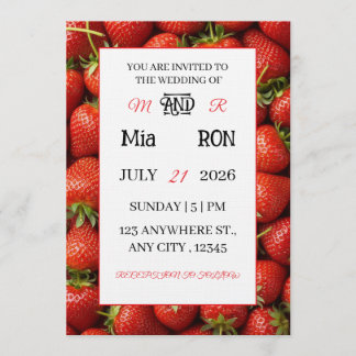 Vibrant Strawberry  Pattern Summer  Invitation