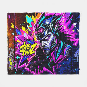 Vibrant Street Art Glow Fleece Blanket