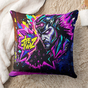 Vibrant Street Art Glow Throw Pillow