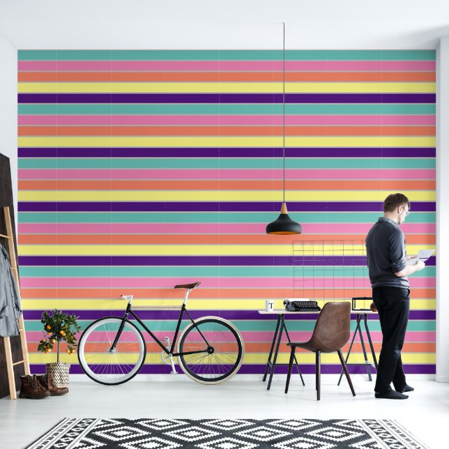 Vibrant Striped Wallpaper (Living Room)