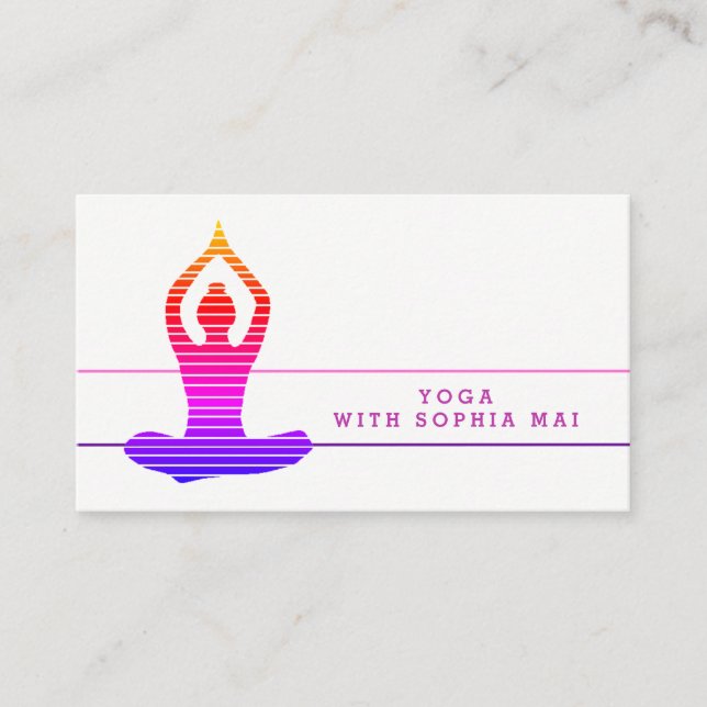 Vibrant Striped Yoga Instructor Business Card (Front)